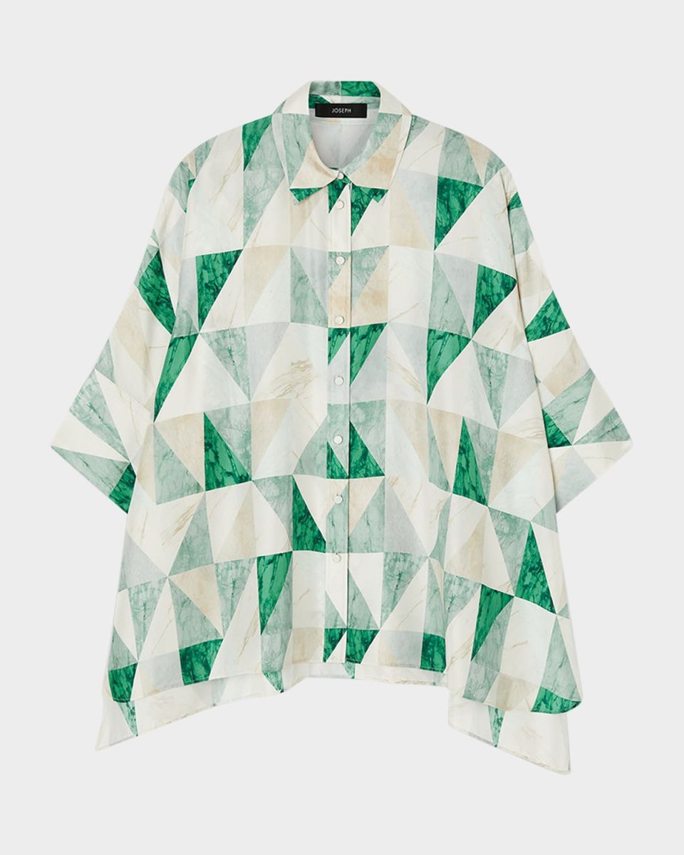 Arcole Marble-Print Habotai Silk Blous